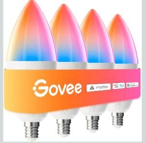Govee E12 Smart Led Bulb Color Changing Candelabra Bulbs 450 LM, 80 CRI, 4 Pack